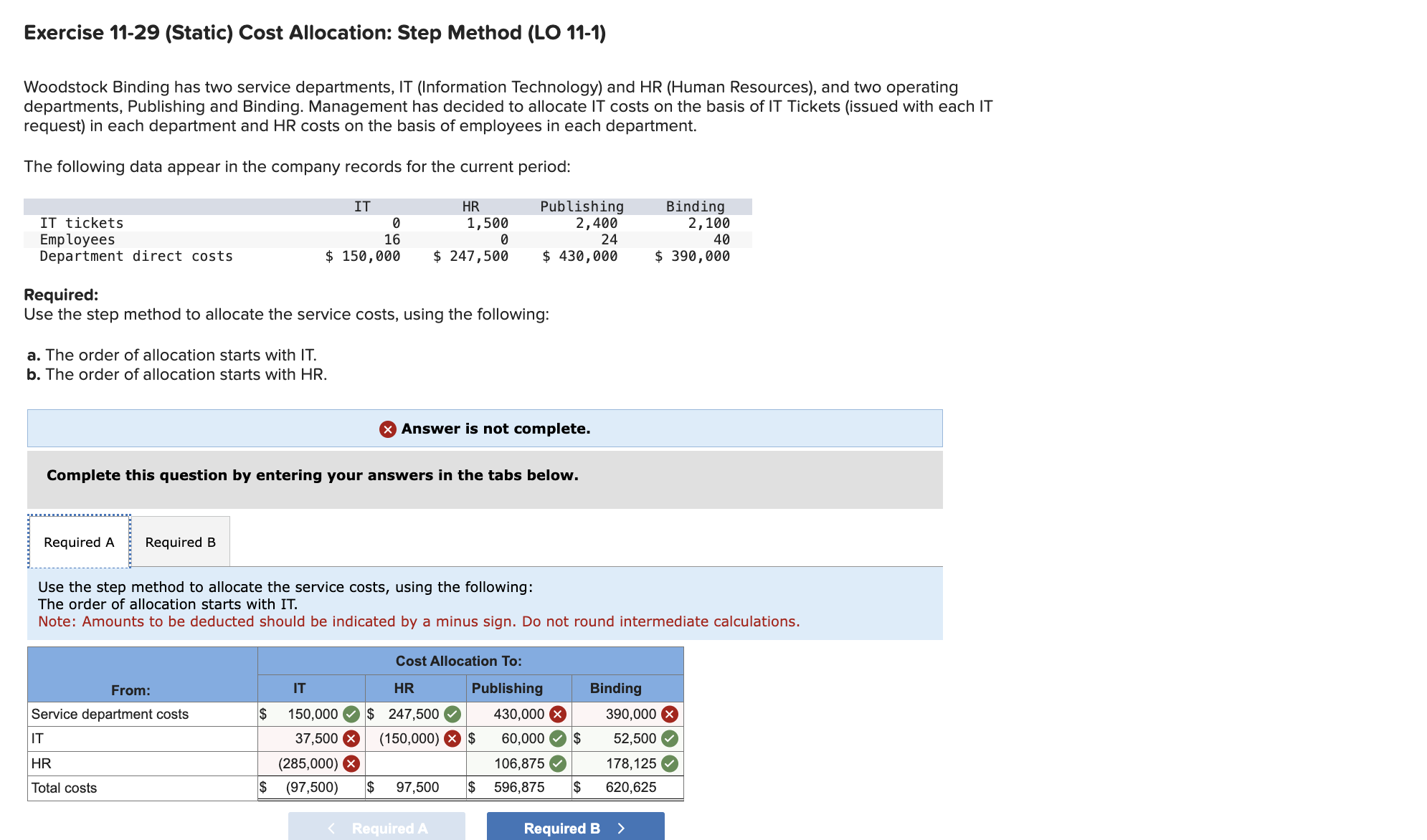 Exercise 1 1 - 2 9 ( Static ) Cost Allocation: