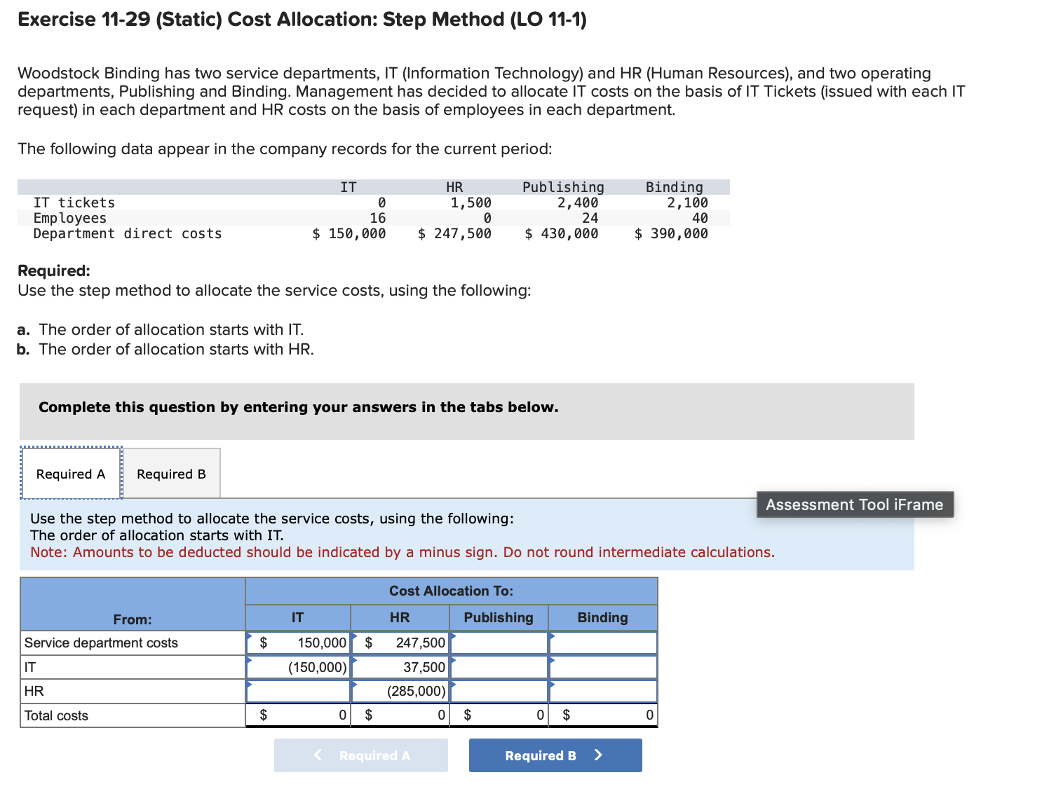 Exercise 1 1 - 2 9 ( Static ) Cost Allocation: