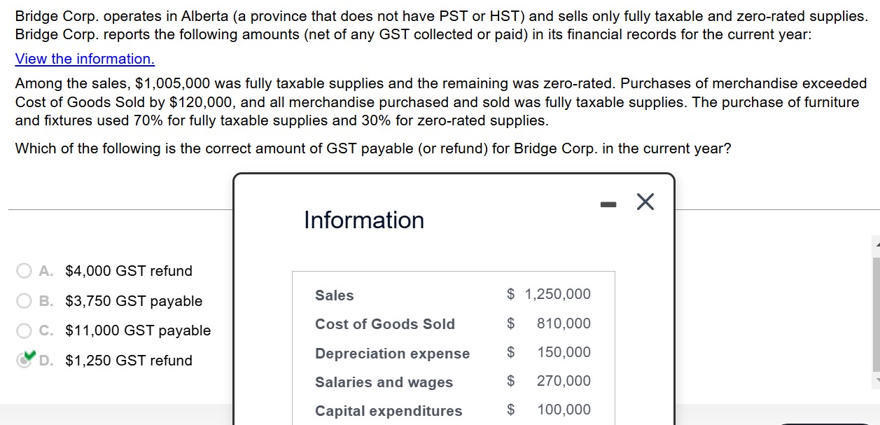 Bridge Corp. operates in Alberta ( a province