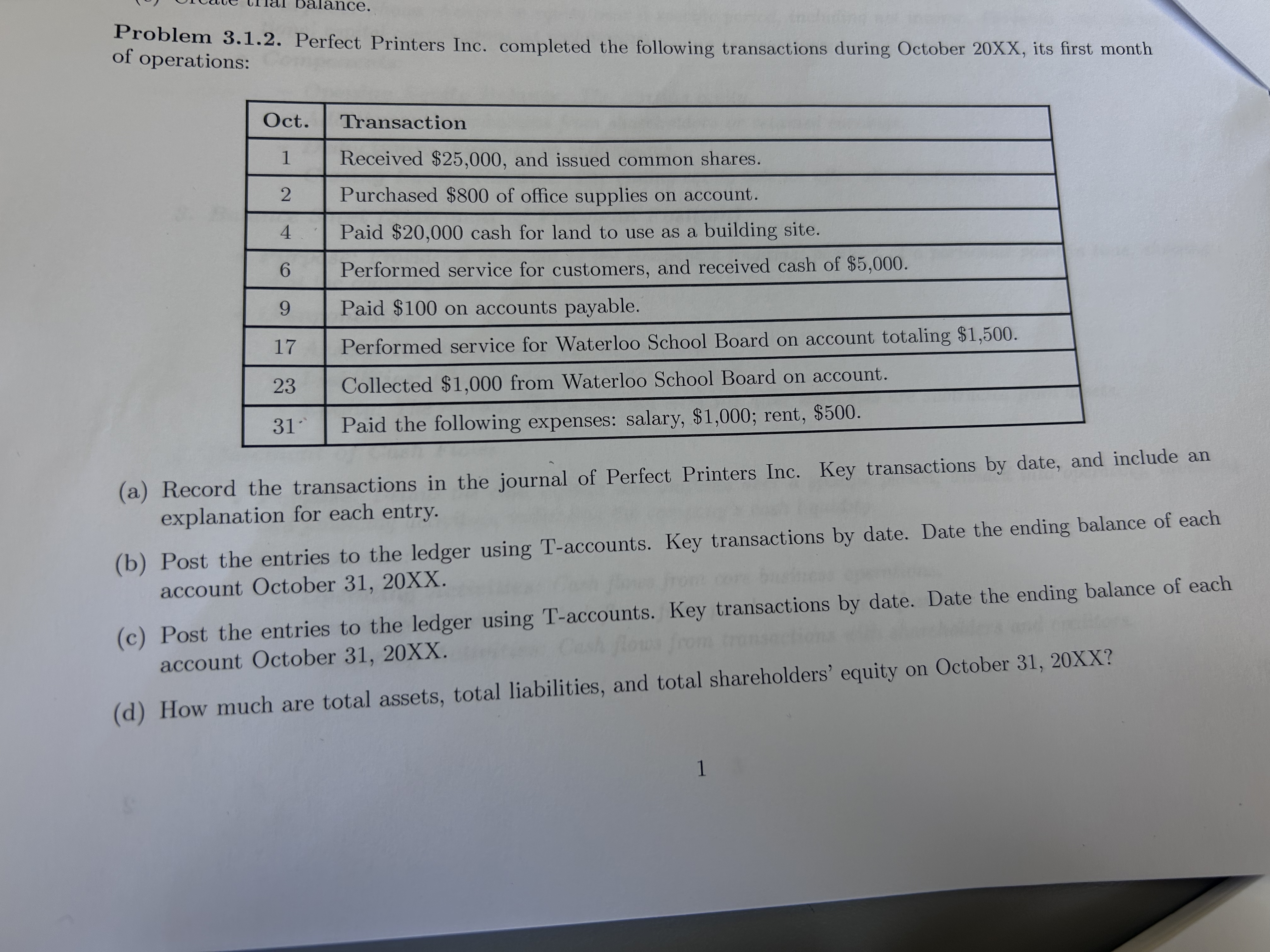 Problem 3 . 1 . 2 . Perfect Printers Inc.