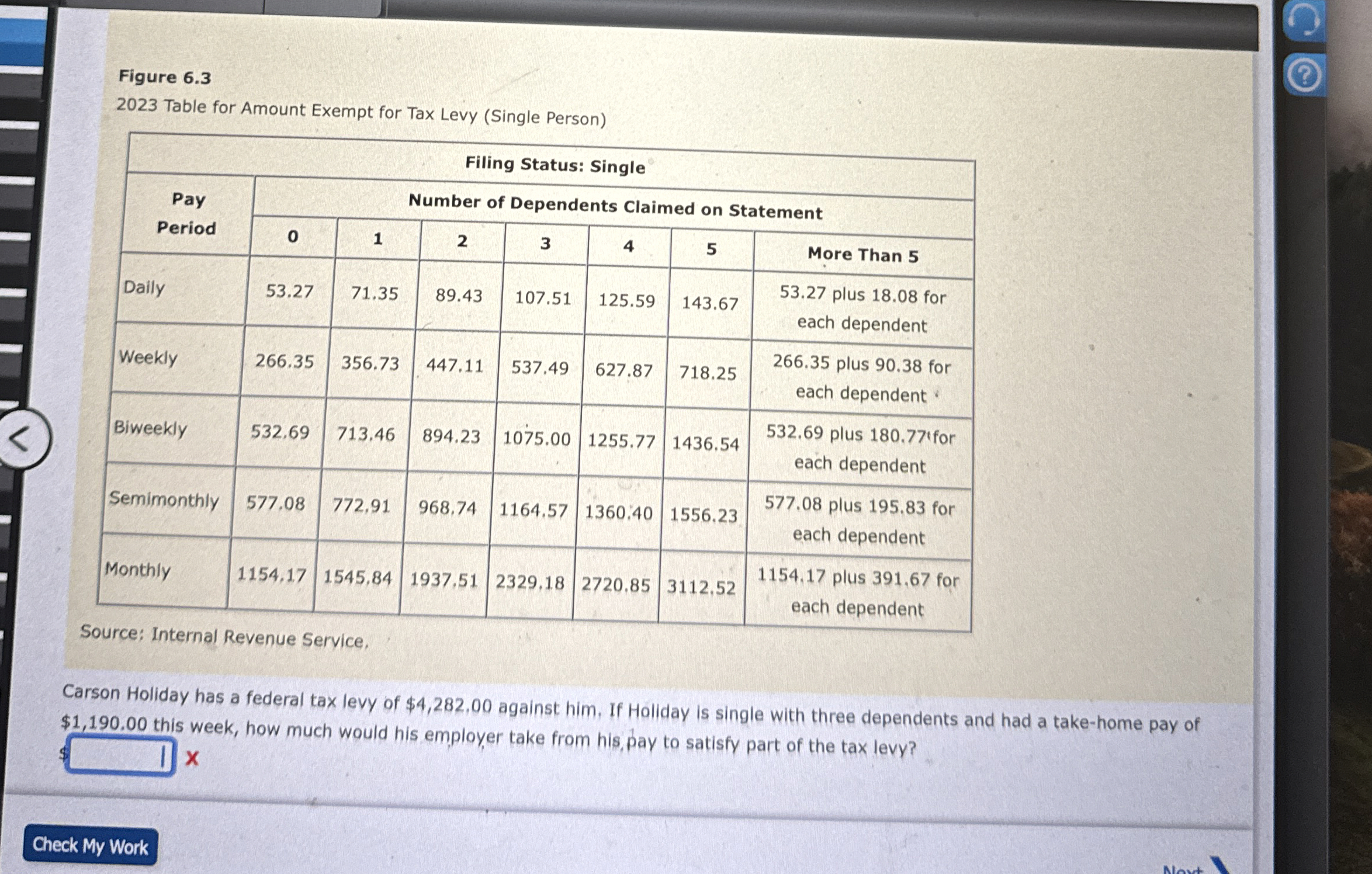 Figure 6 . 3 2 0 2 3 Table for Amount Exempt for