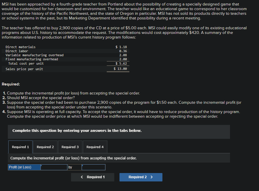 MSI has been approached by a fourth - grade