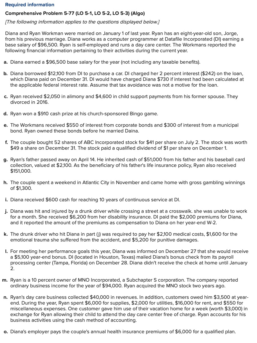 Required information Comprehensive Problem 5 - 7
