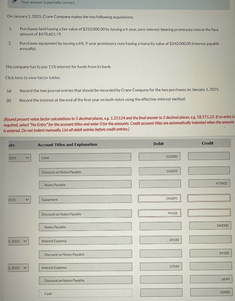 Your answer is partially correct. On January 1 ,