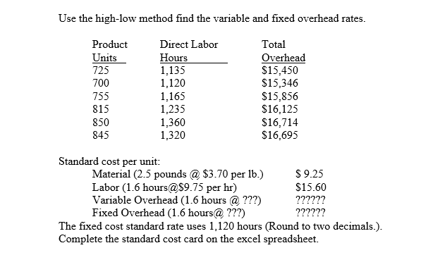 Use the high - low method find the variable and