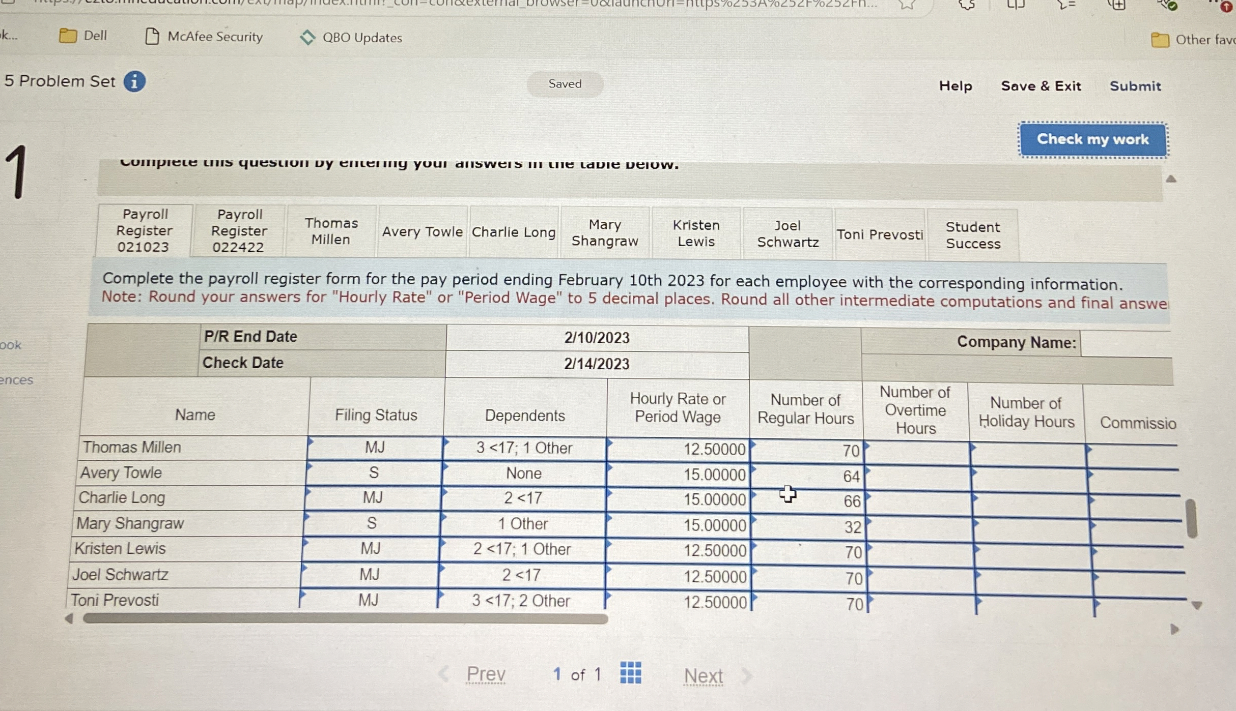 Ch 5 Problem Set i Help Save & Exit Submit 1