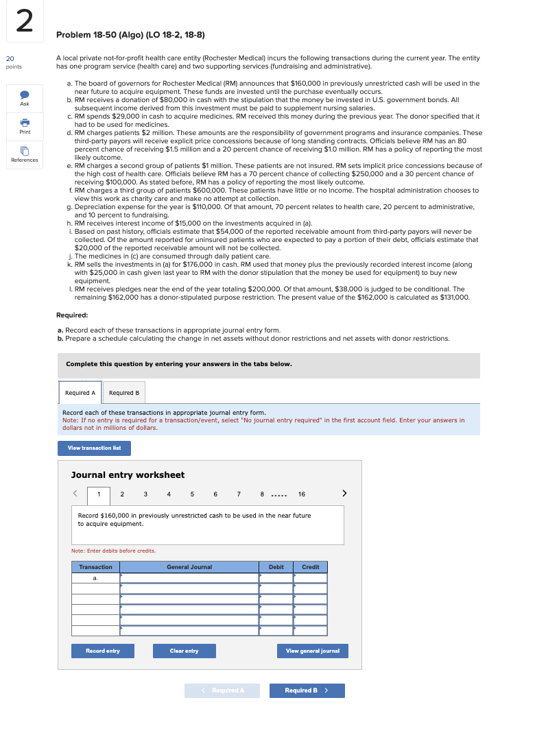 Problem 1 8 - 5 0 ( Algo ) ( LO 1 8 - 2 , 1 8 - 8