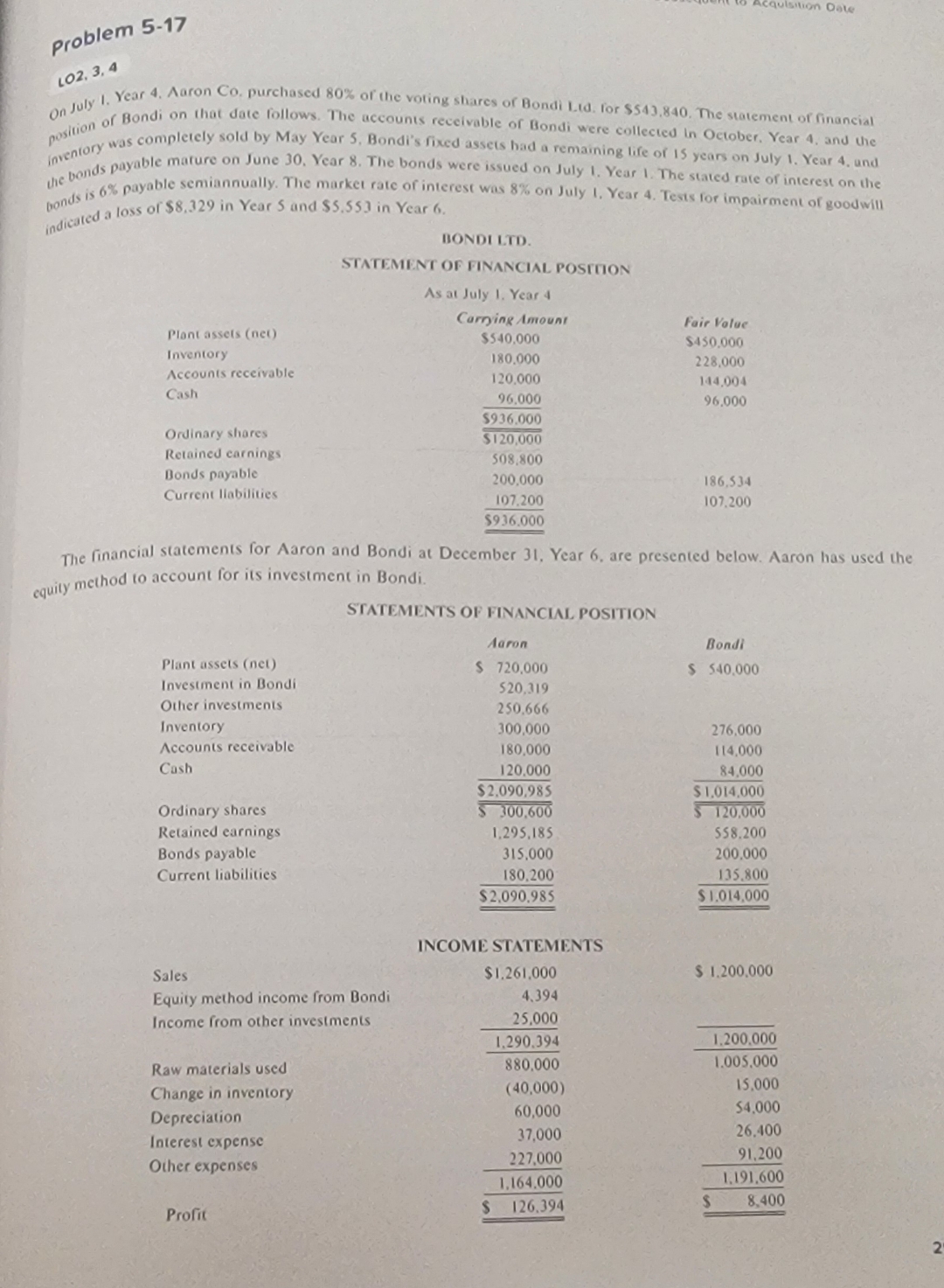 problem 5 - 1 7 ( O 2 . 3 . 4 On fuly 1 . Year 4