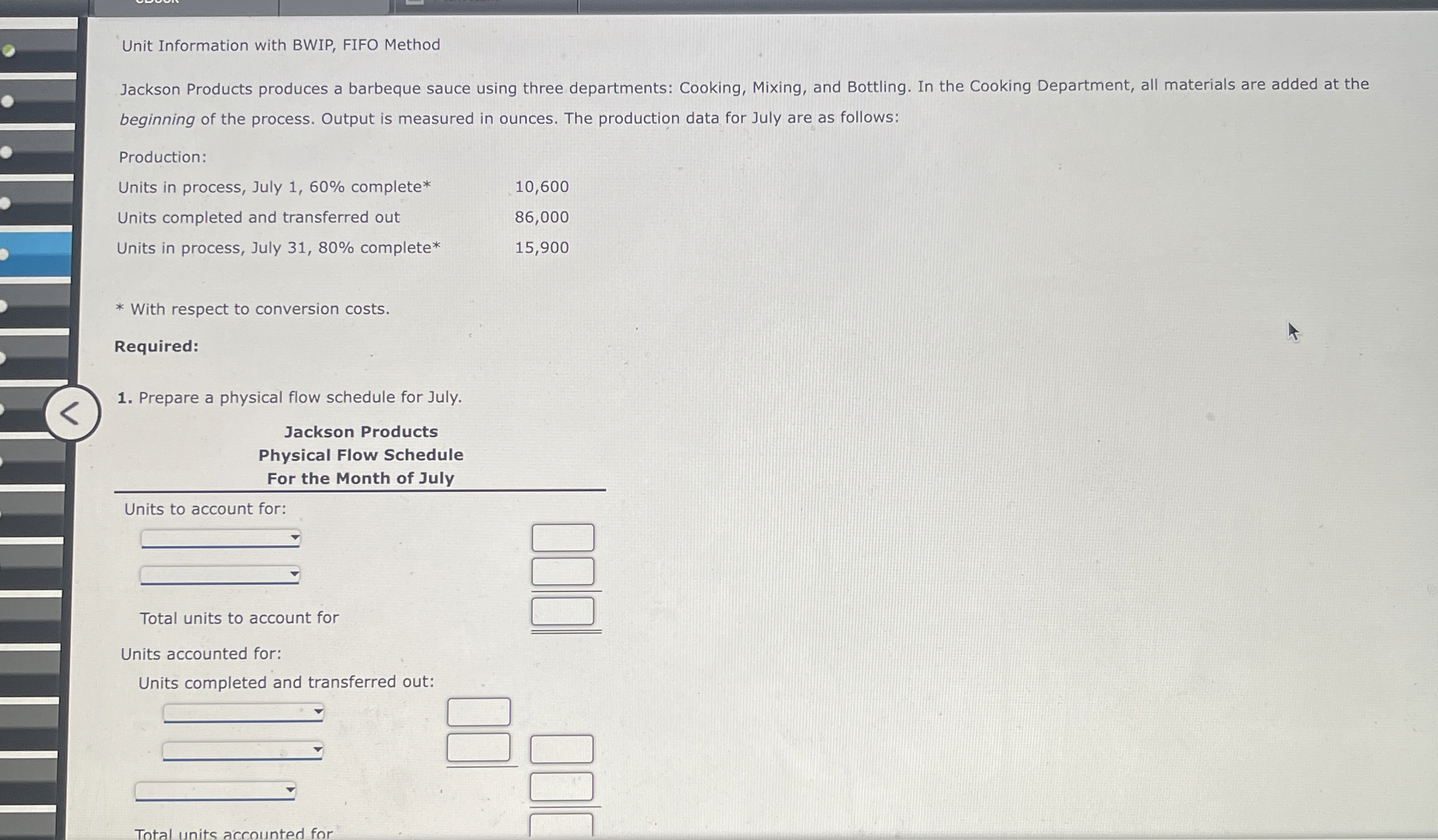 Unit Information with BWIP, FIFO MethodJackson