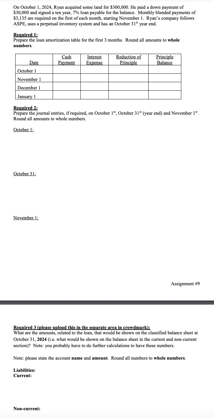 On October 1 , 2 0 2 4 , Ryan acquired some land