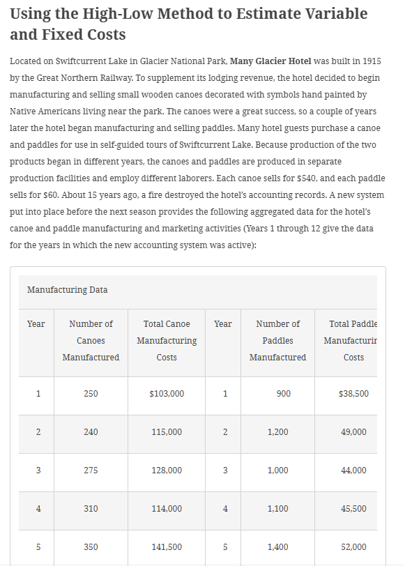 Using the High - Low Method to Estimate Variable