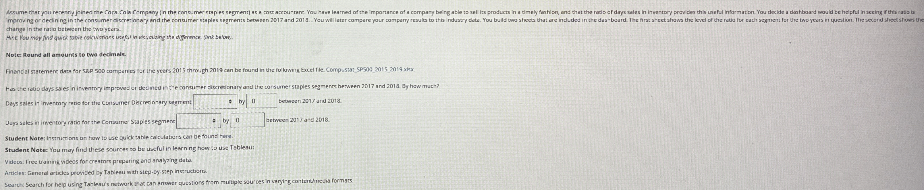 change in the ratio between the two years. Hint