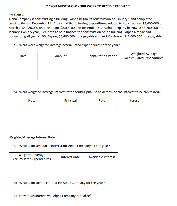 Problem 1 Alpha Company is constructing a