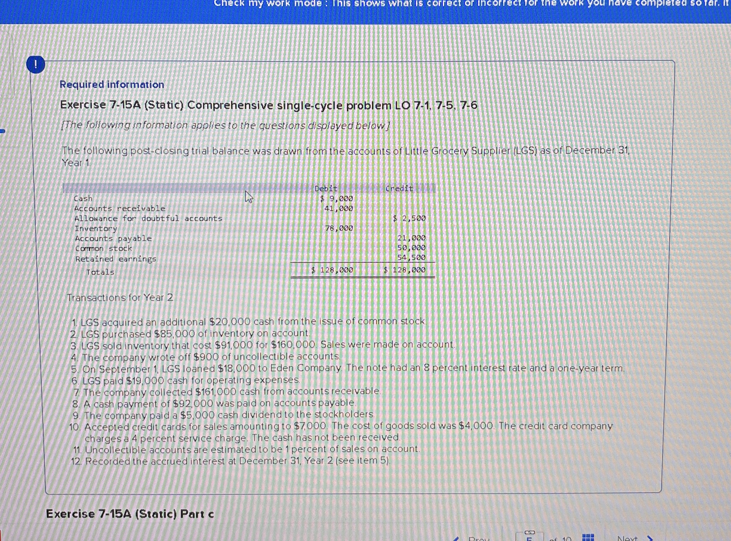 ! Required information Exercise 7 - 1 5 A (