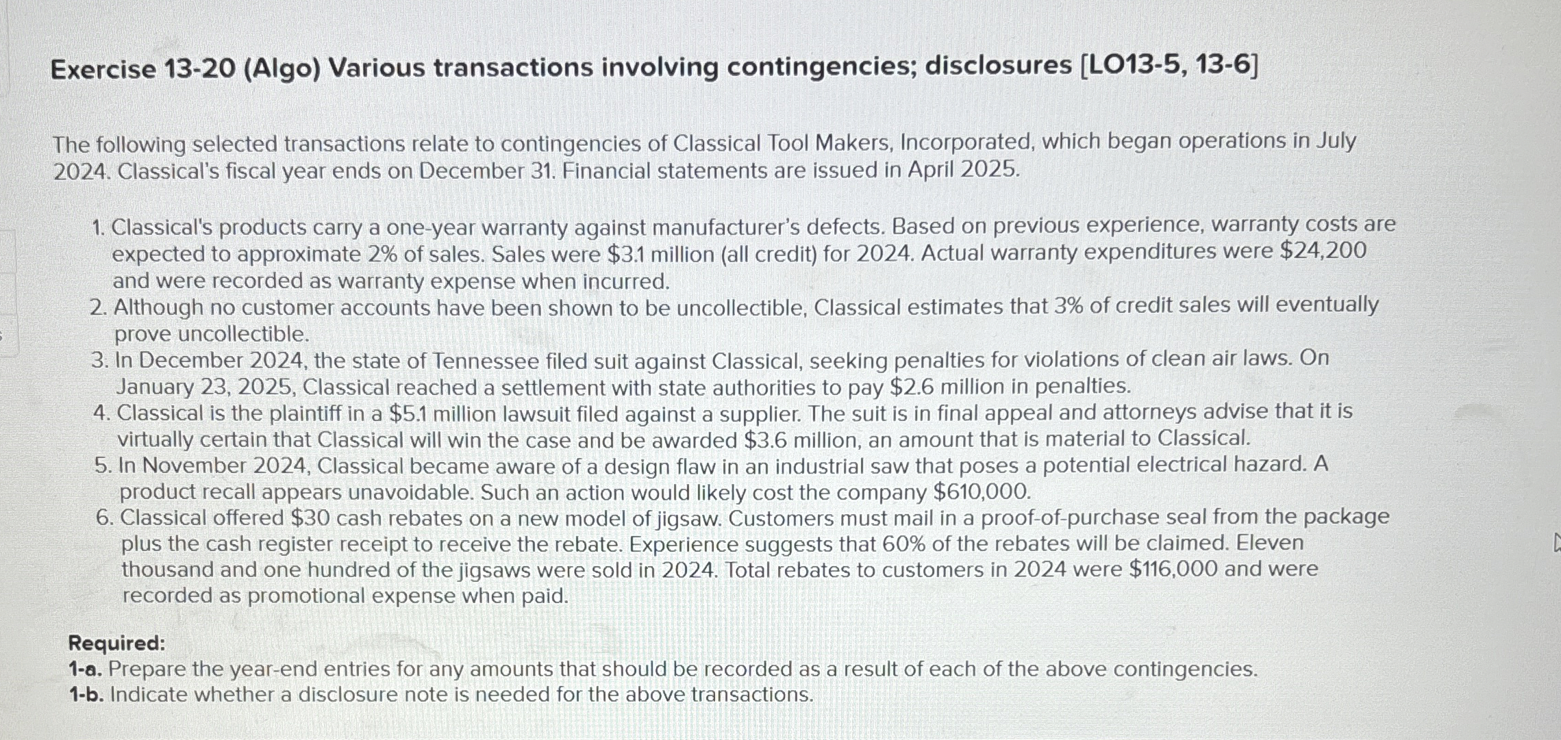 Exercise 1 3 - 2 0 ( Algo ) Various transactions