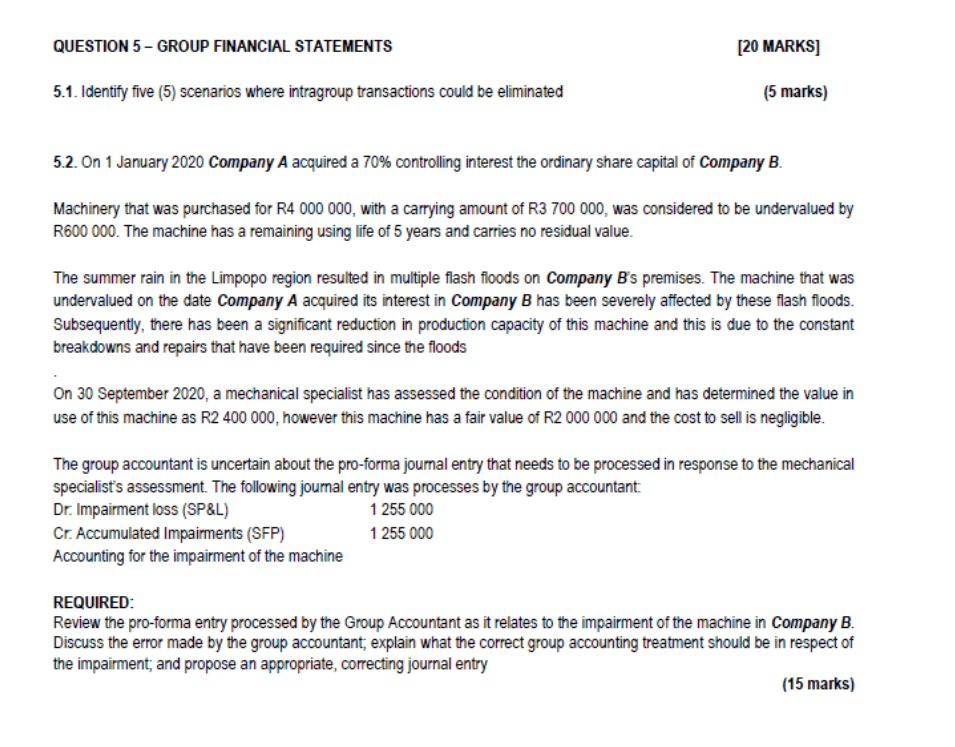 5 . 1 . Identify five ( 5 ) scenarios where