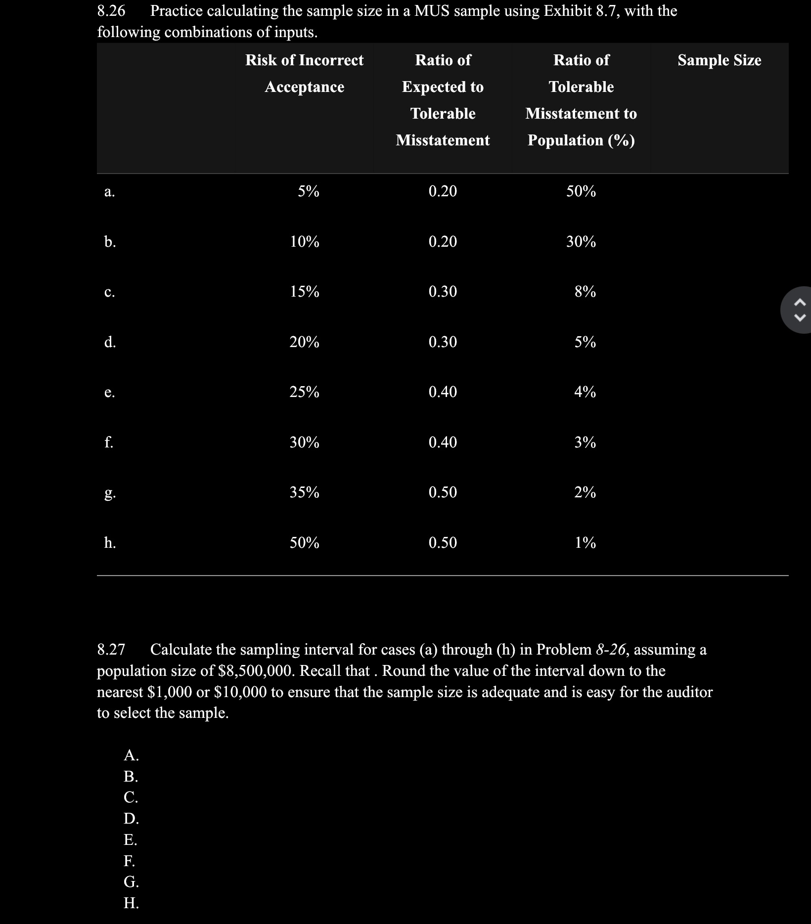 8 . 2 6 Practice calculating the sample size in a