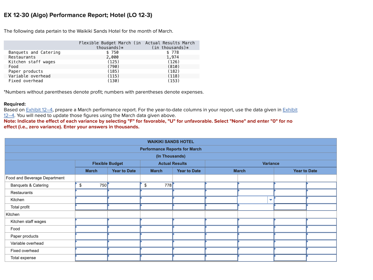 EX 1 2 - 3 0 ( Algo ) Performance Report; Hotel (