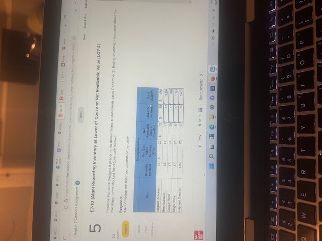 E 7 - 1 0 ( Algo ) Reporting Inventory at Lower