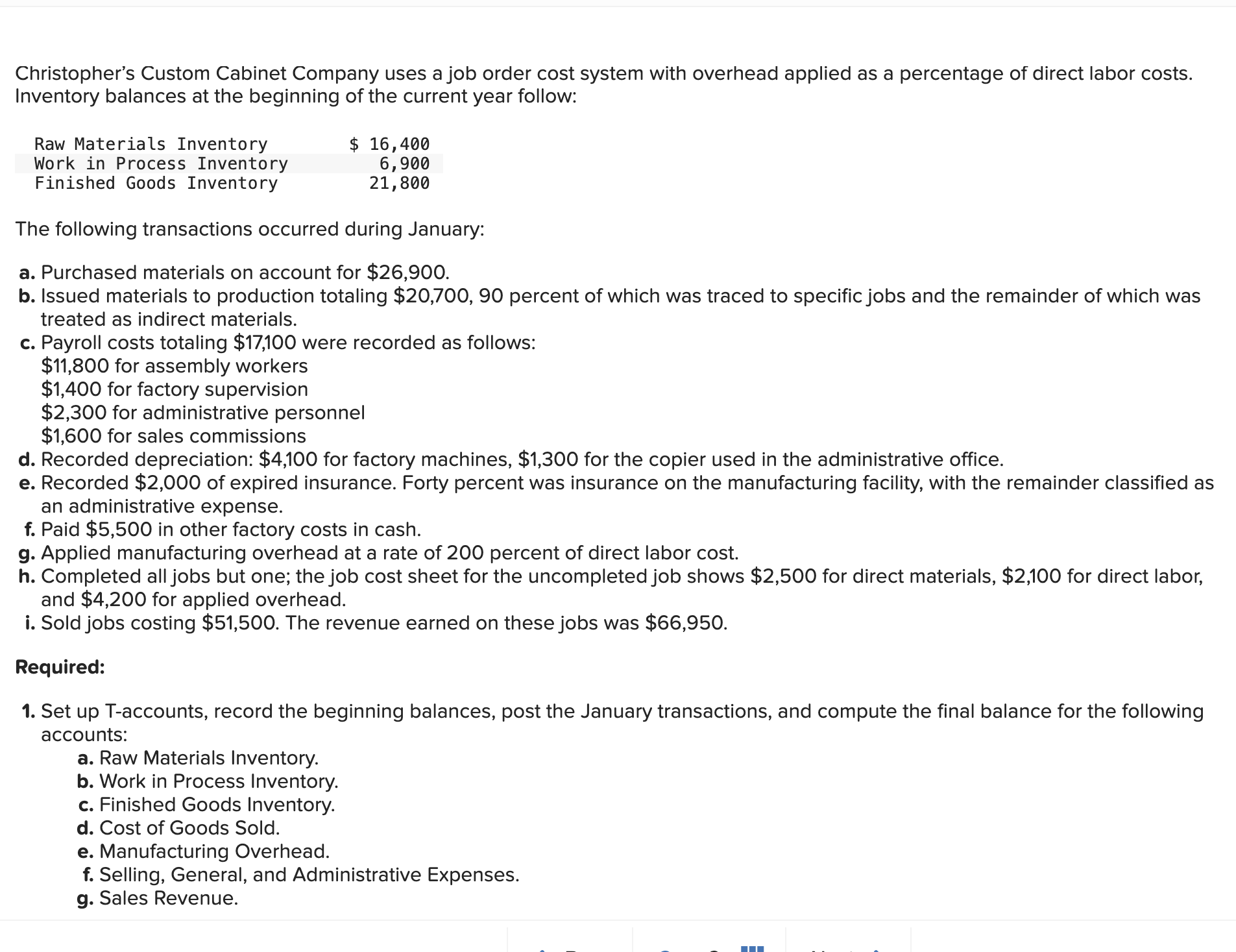 Christopher's Custom Cabinet Company uses a job