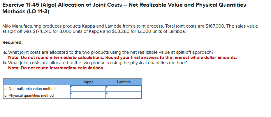 Exercise 1 1 - 4 5 ( Algo ) Allocation of Joint