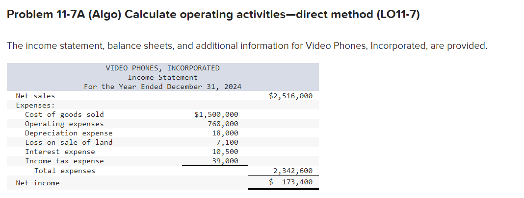 Problem 1 1 - 7 A ( Algo ) Calculate operating