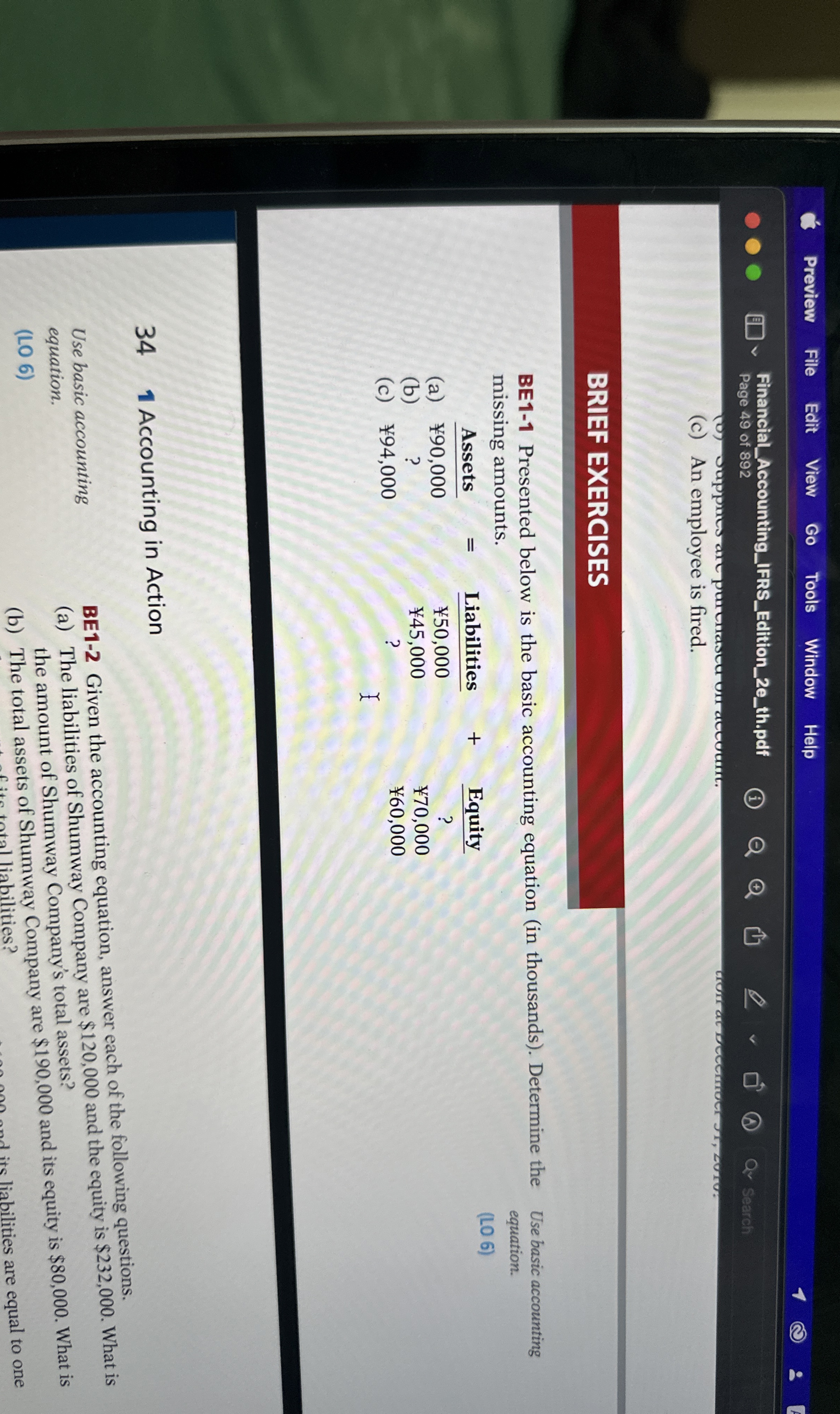 BE 1 - 1 Presented below is the basic accounting