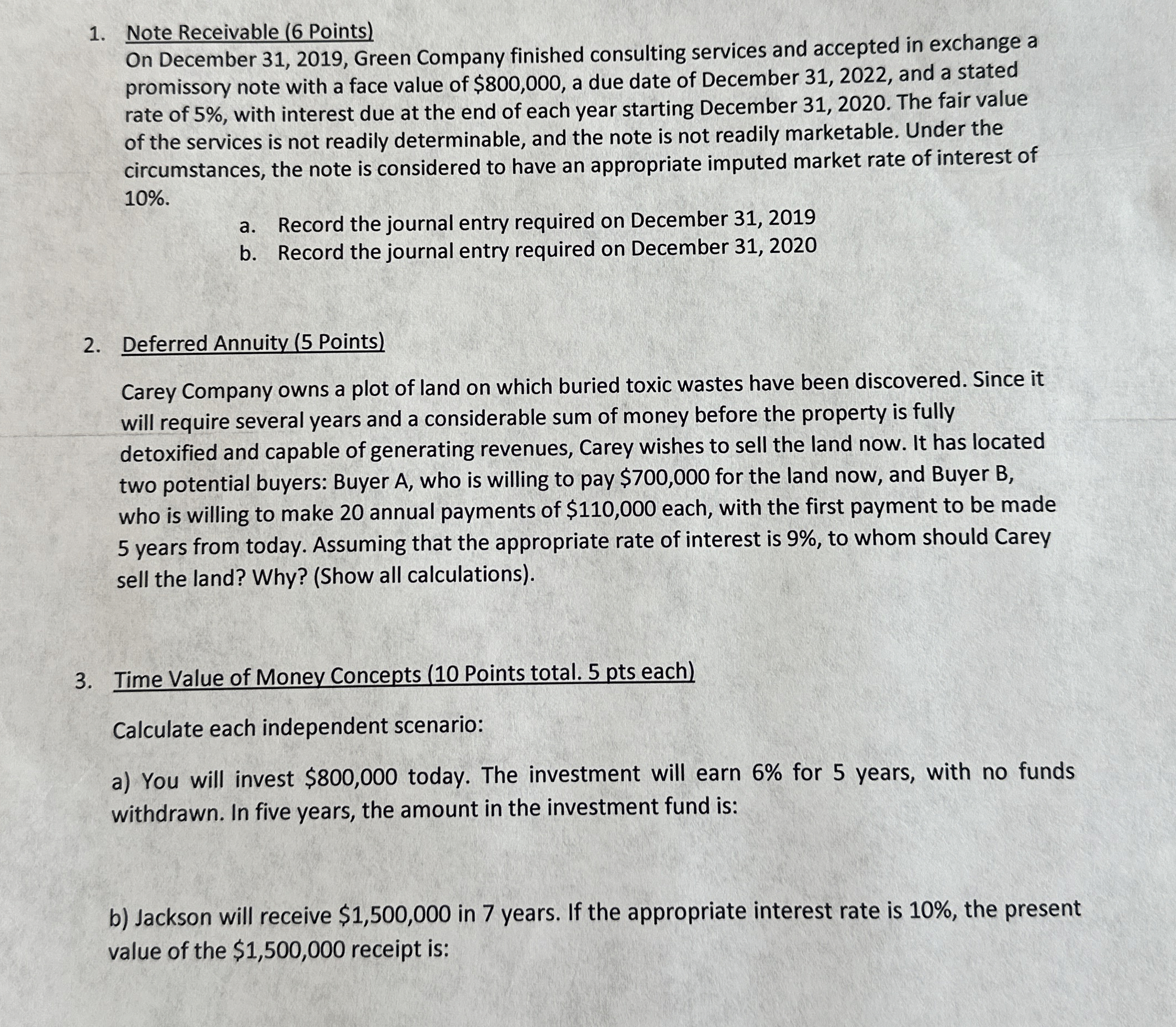 * * * USE EXCEL FORMULAS Note Receivable ( 6