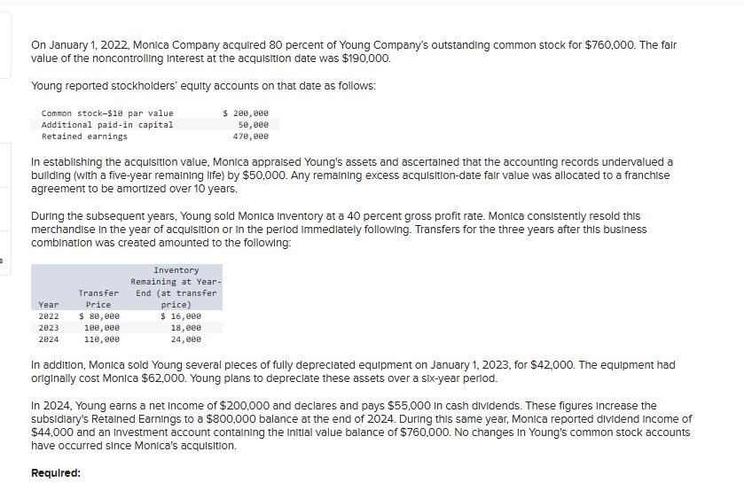 On January 1 , 2 0 2 2 , Monica Company acquired