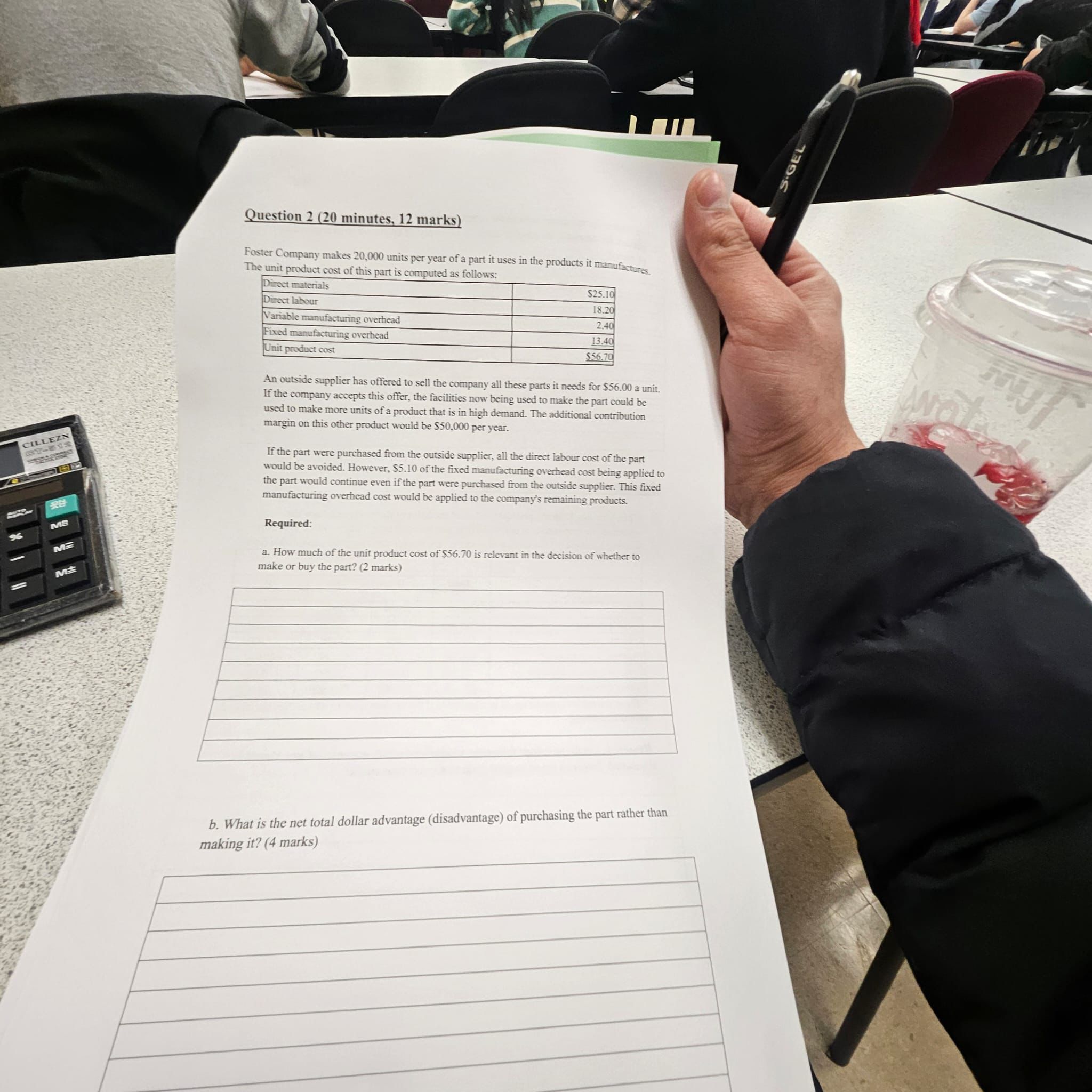 Question 2 ( 2 0 minutes, 1 2 marks ) Foster