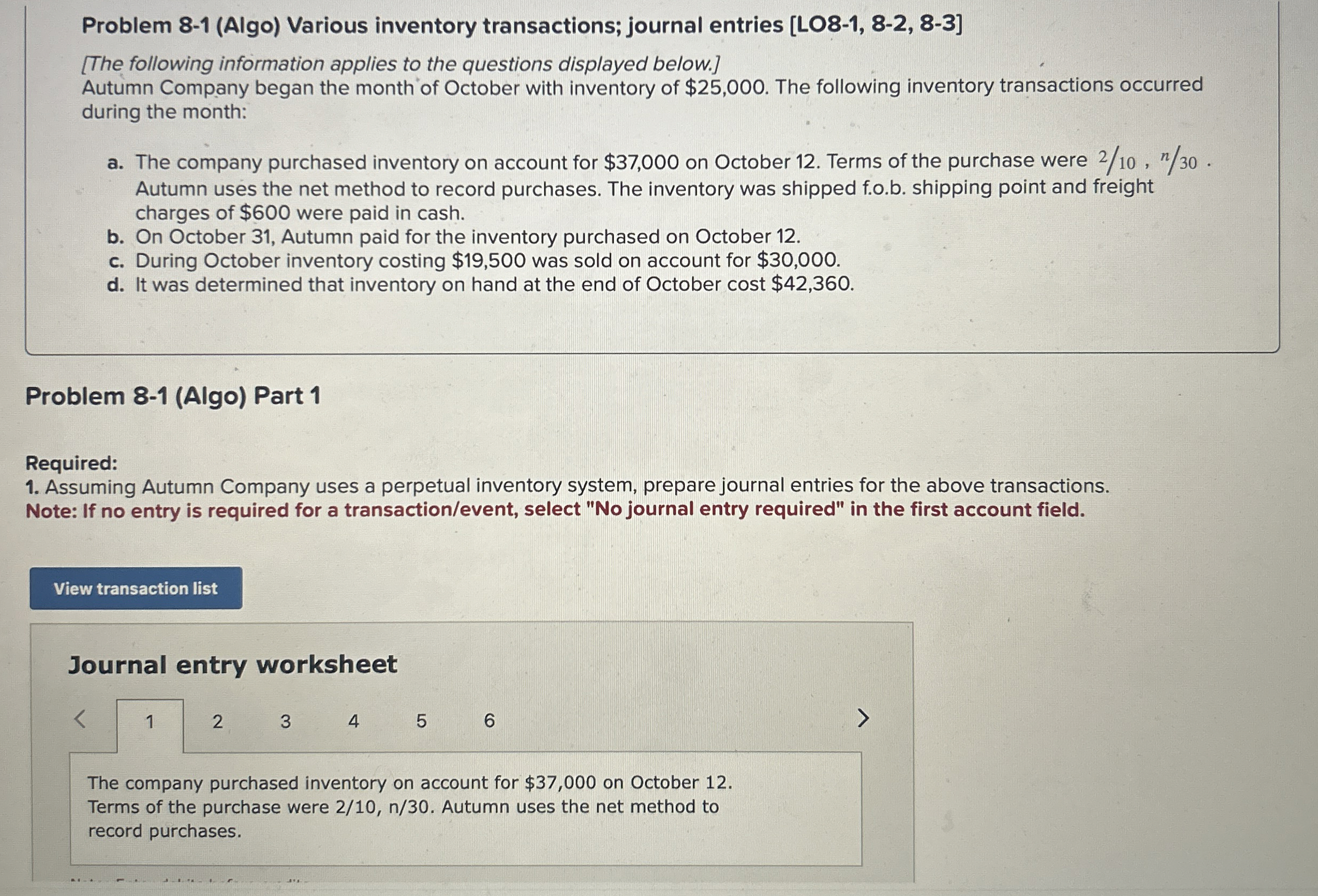 Problem 8 - 1 ( Algo ) Various inventory