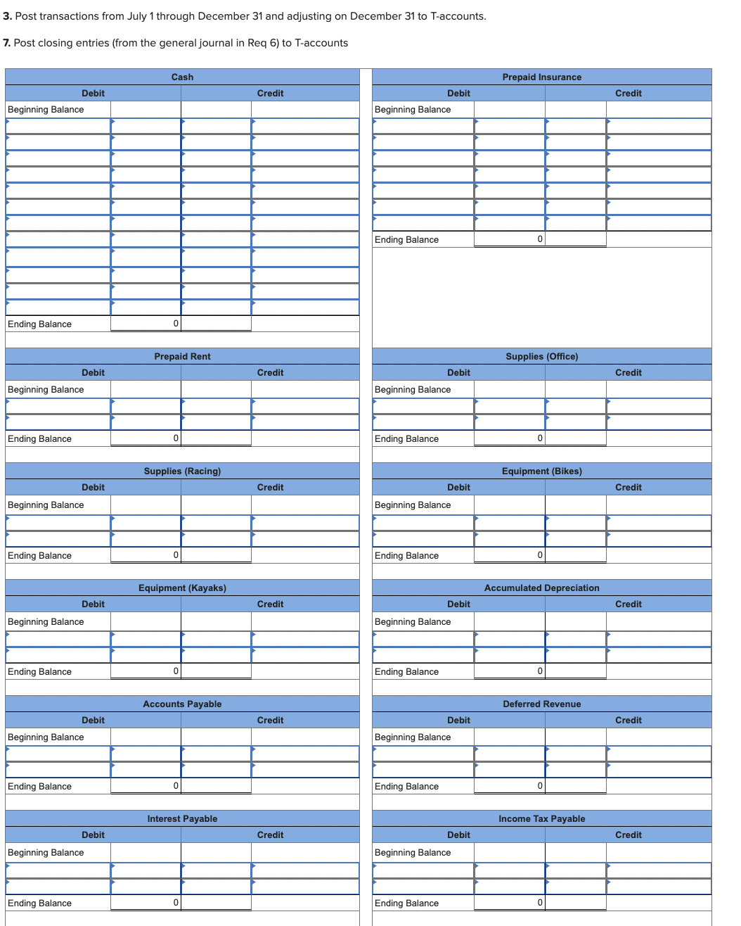 3 . Post transactions from July 1 through