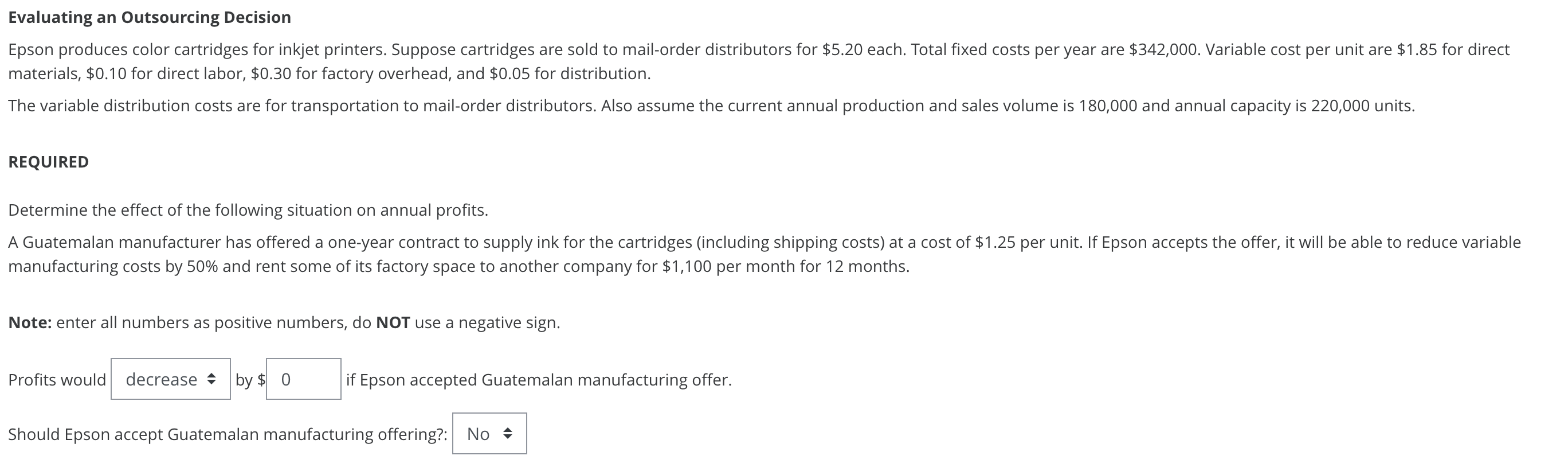 Evaluating an Outsourcing Decision Epson produces