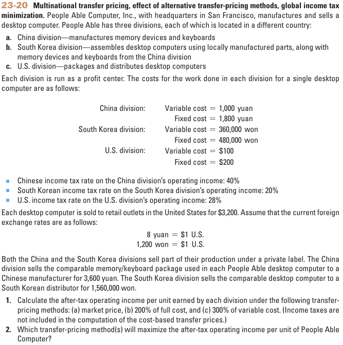 2 3 - 2 0 Multinational transfer pricing, effect