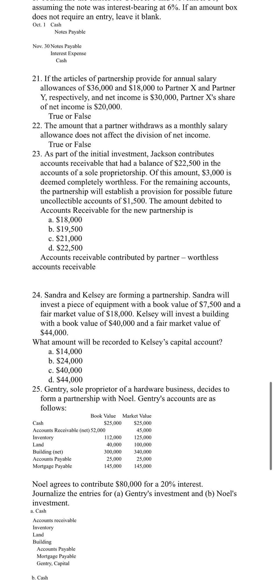 assuming the note was interest - bearing at 6 % .