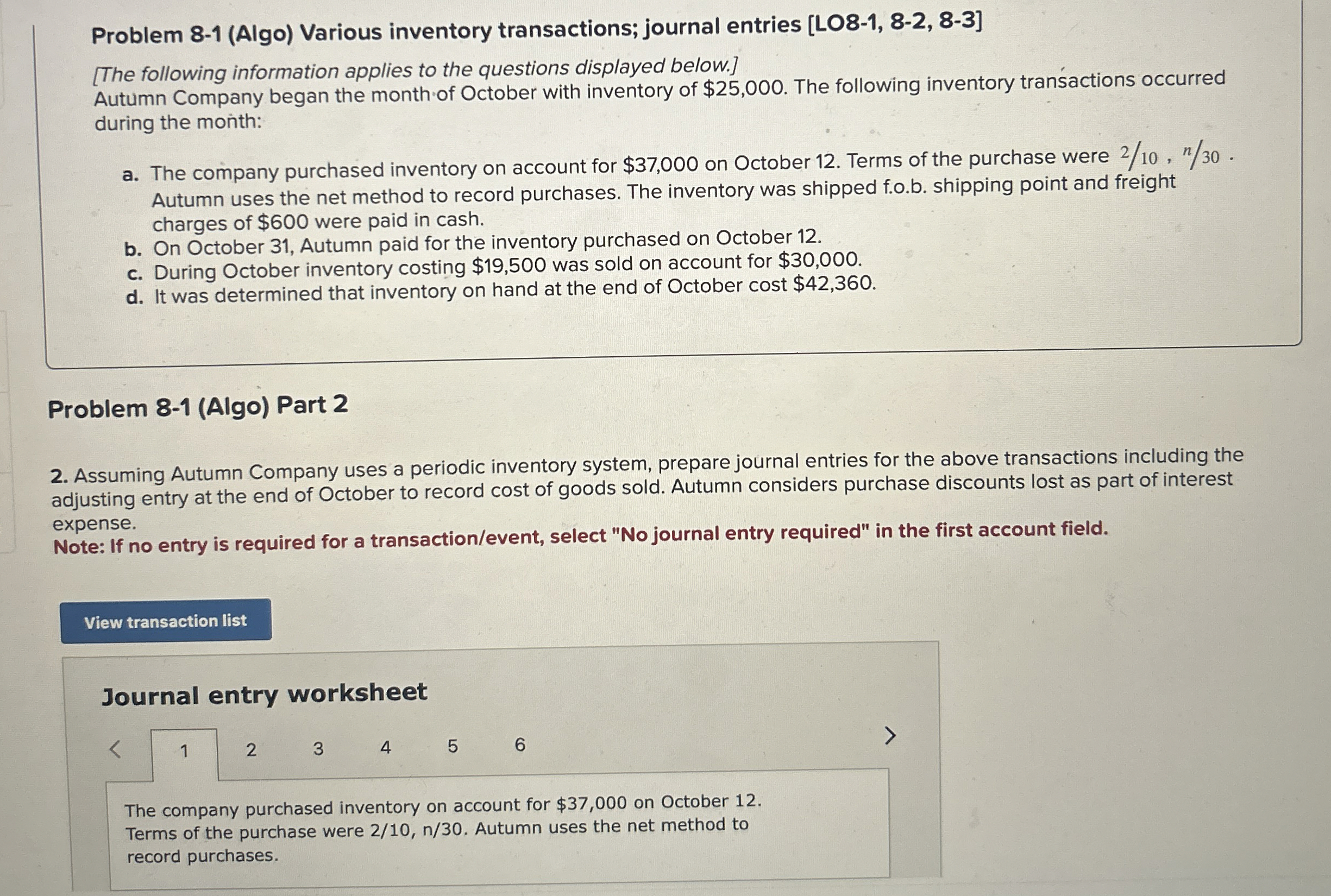 Problem 8 - 1 ( Algo ) Various inventory