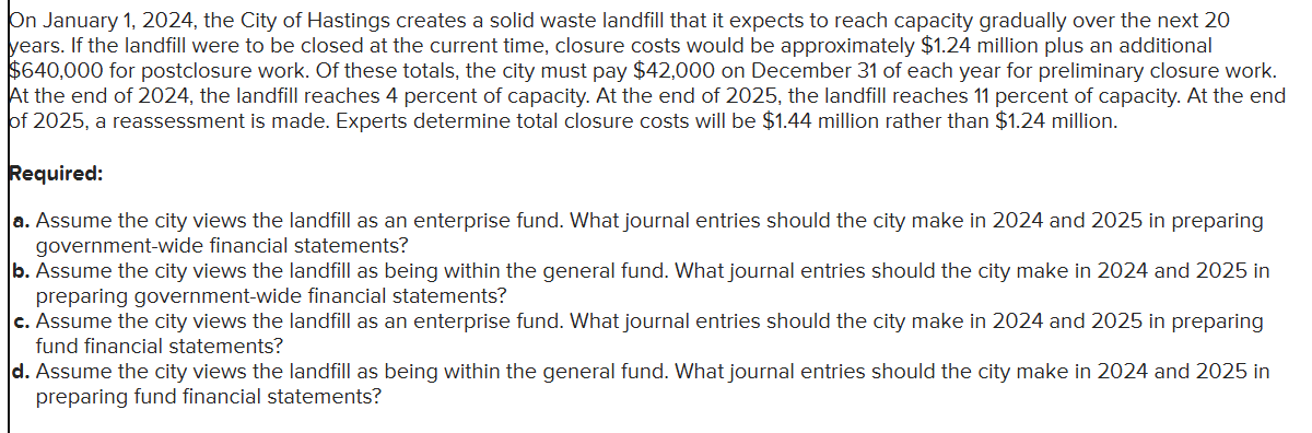 On January 1 , 2 0 2 4 , the City of Hastings