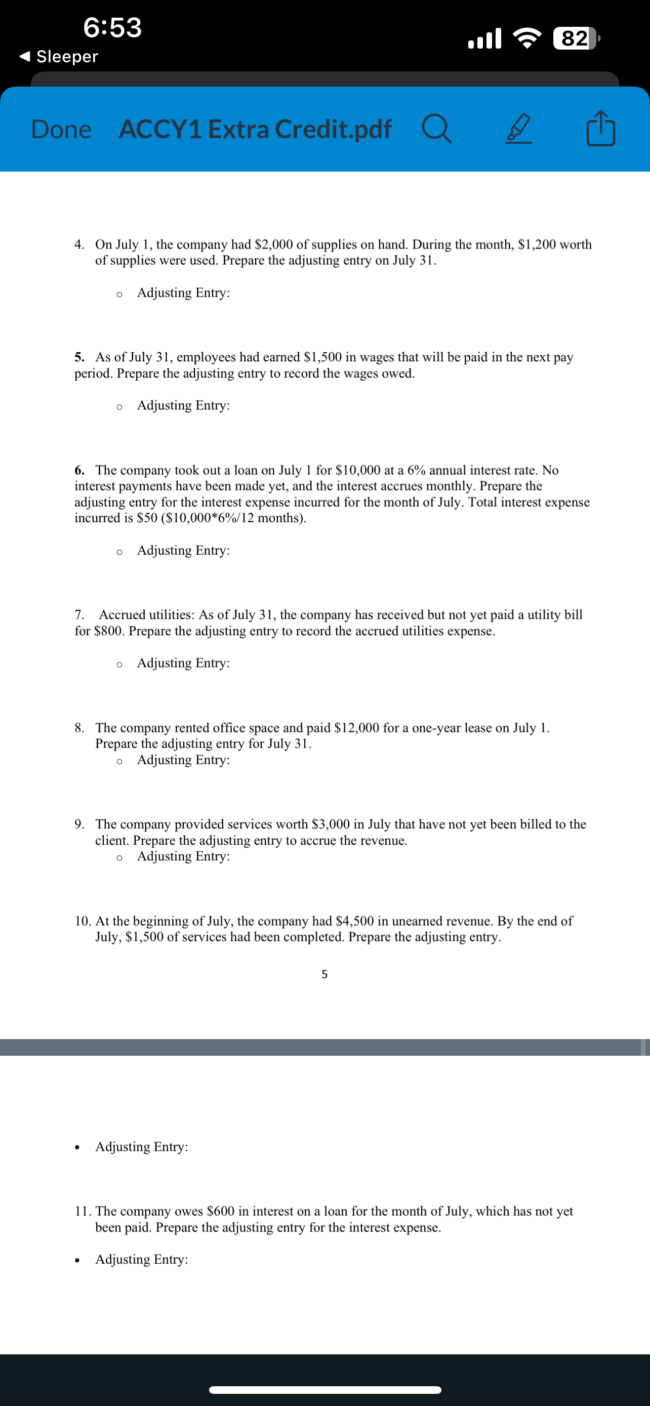 6 : 5 3 Sleeper . . ll 8 2 Done ACCY 1 Extra