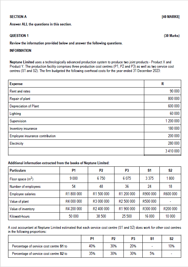 SECTION A [ 4 0 MARKS ] Answer ALL the questions