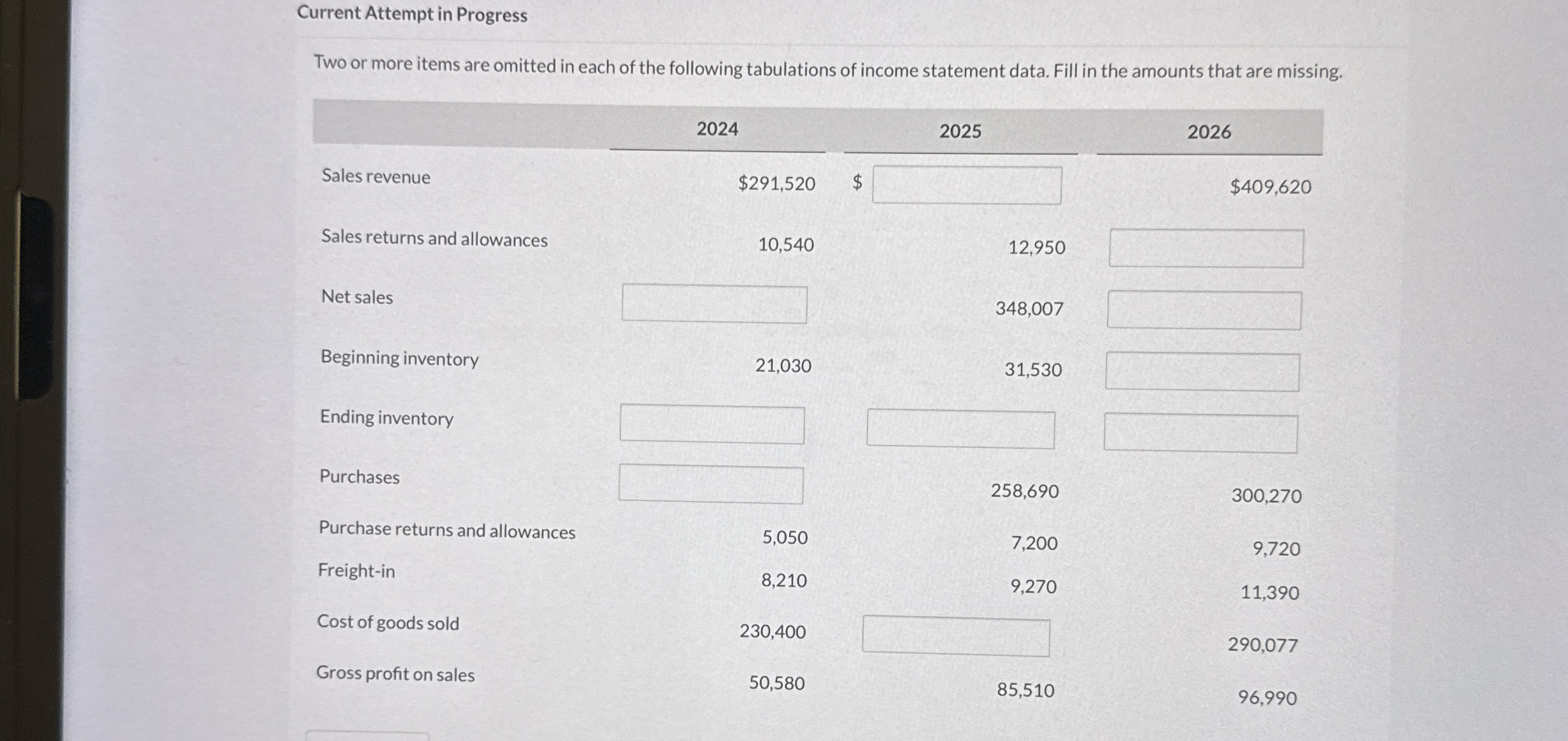 Current Attempt in Progress Two or more items are