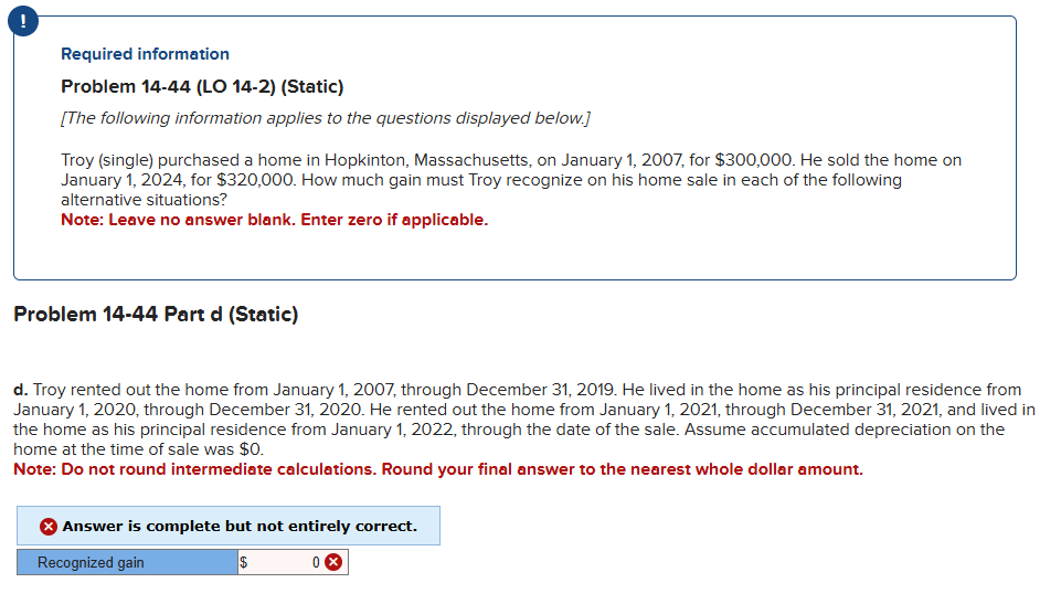 Required information Problem 1 4 - 4 4 ( LO 1 4 -