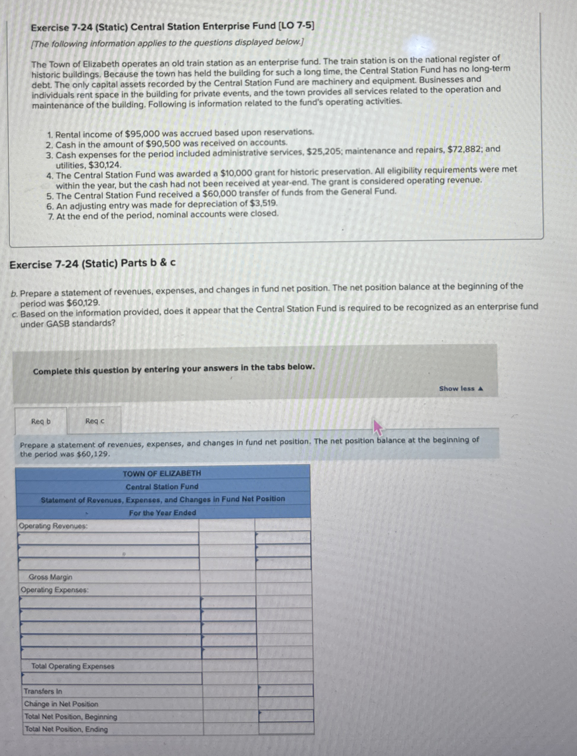 Exercise 7 - 2 4 ( Static ) Central Station