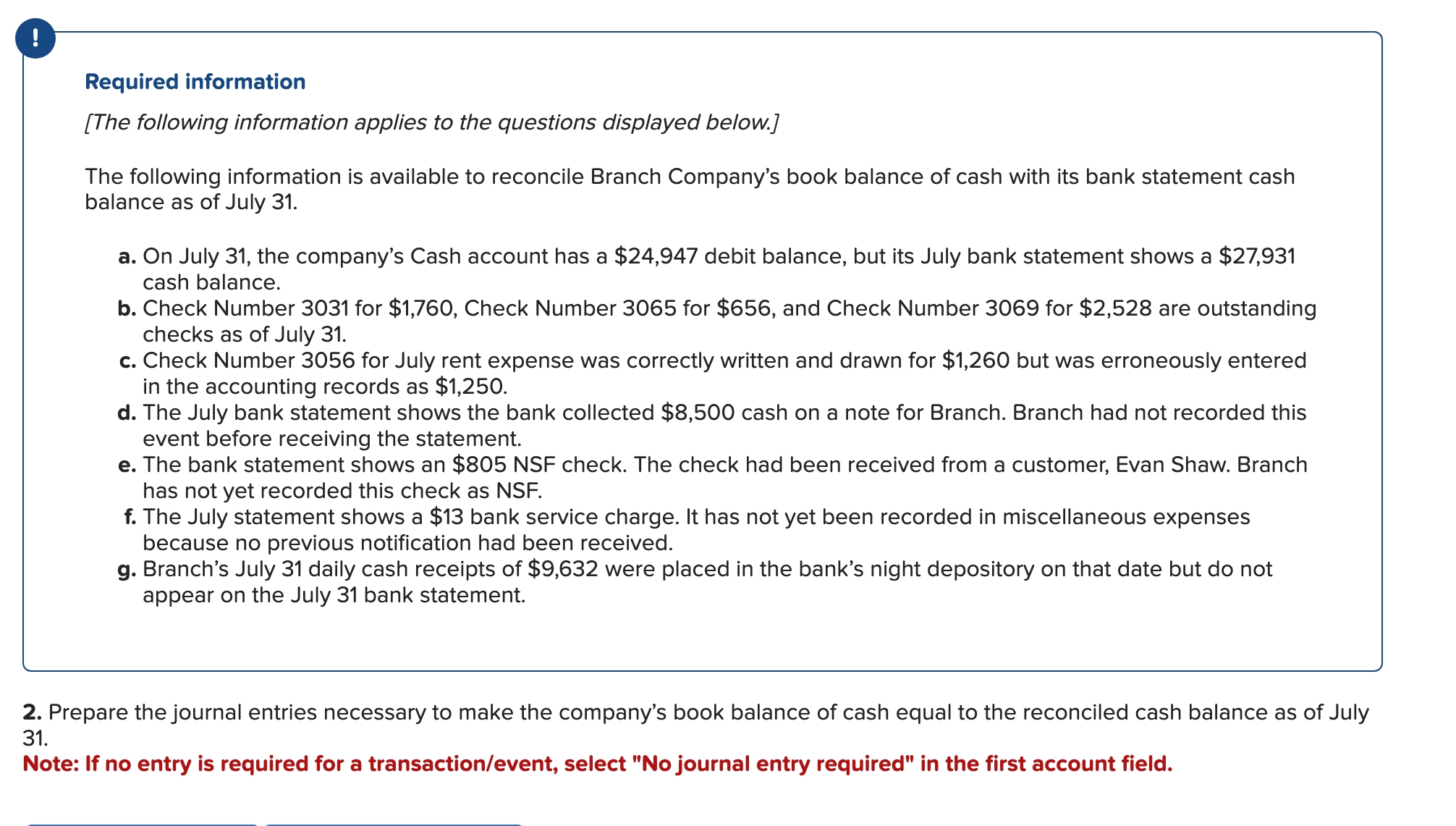 Required information [ The following information