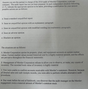 Assume you are the partner i n charge o f the 2 0