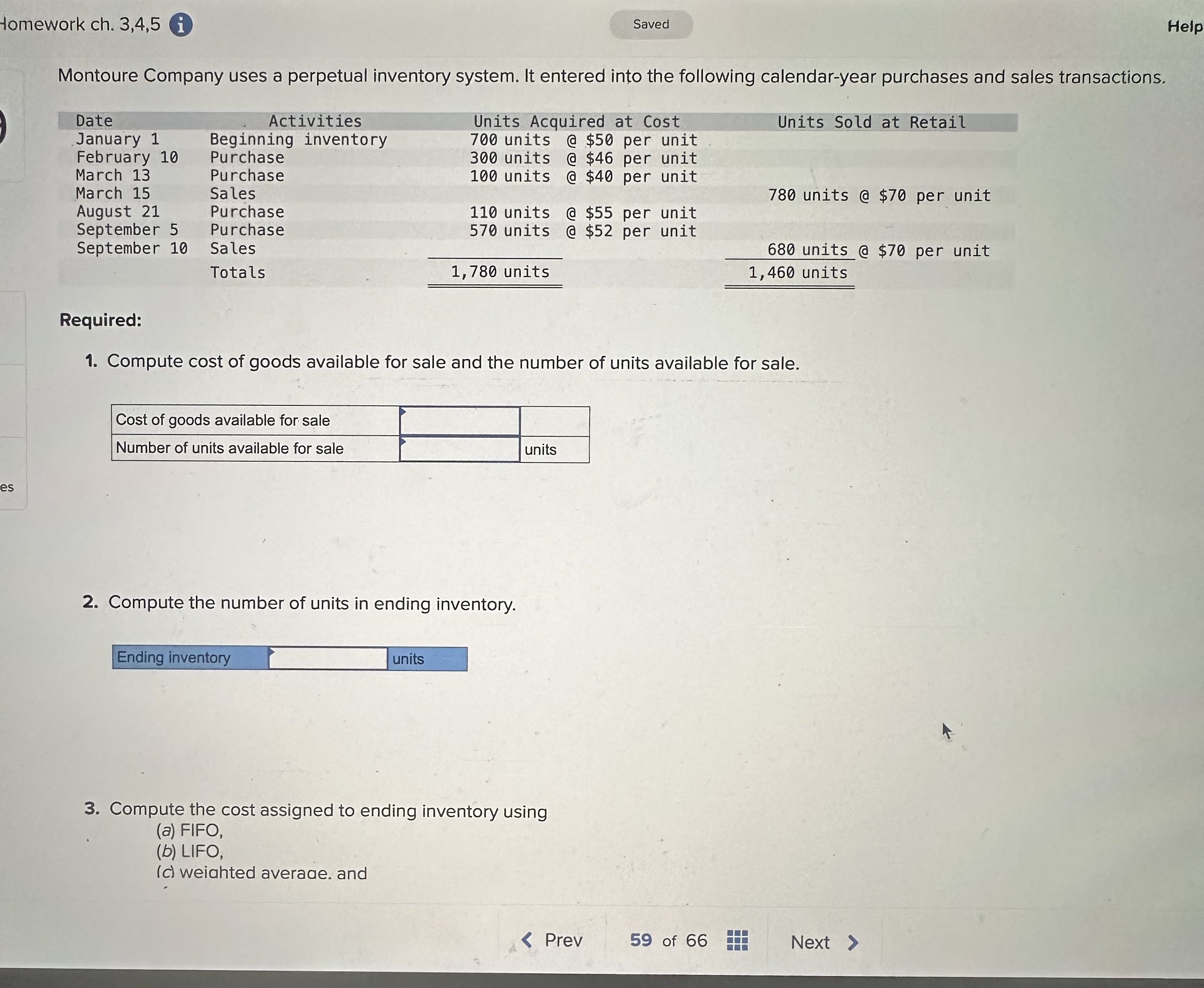 Homework ch . 3 , 4 , 5 Help Montoure Company