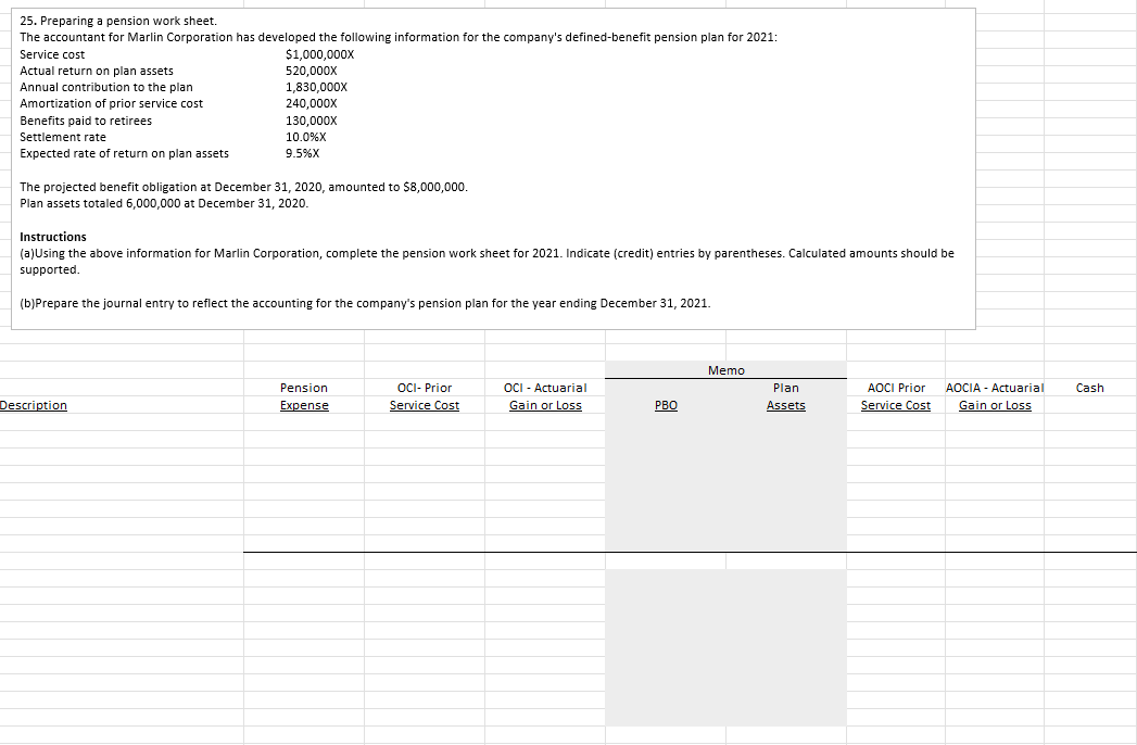 2 5 . Preparing a pension work sheet. The