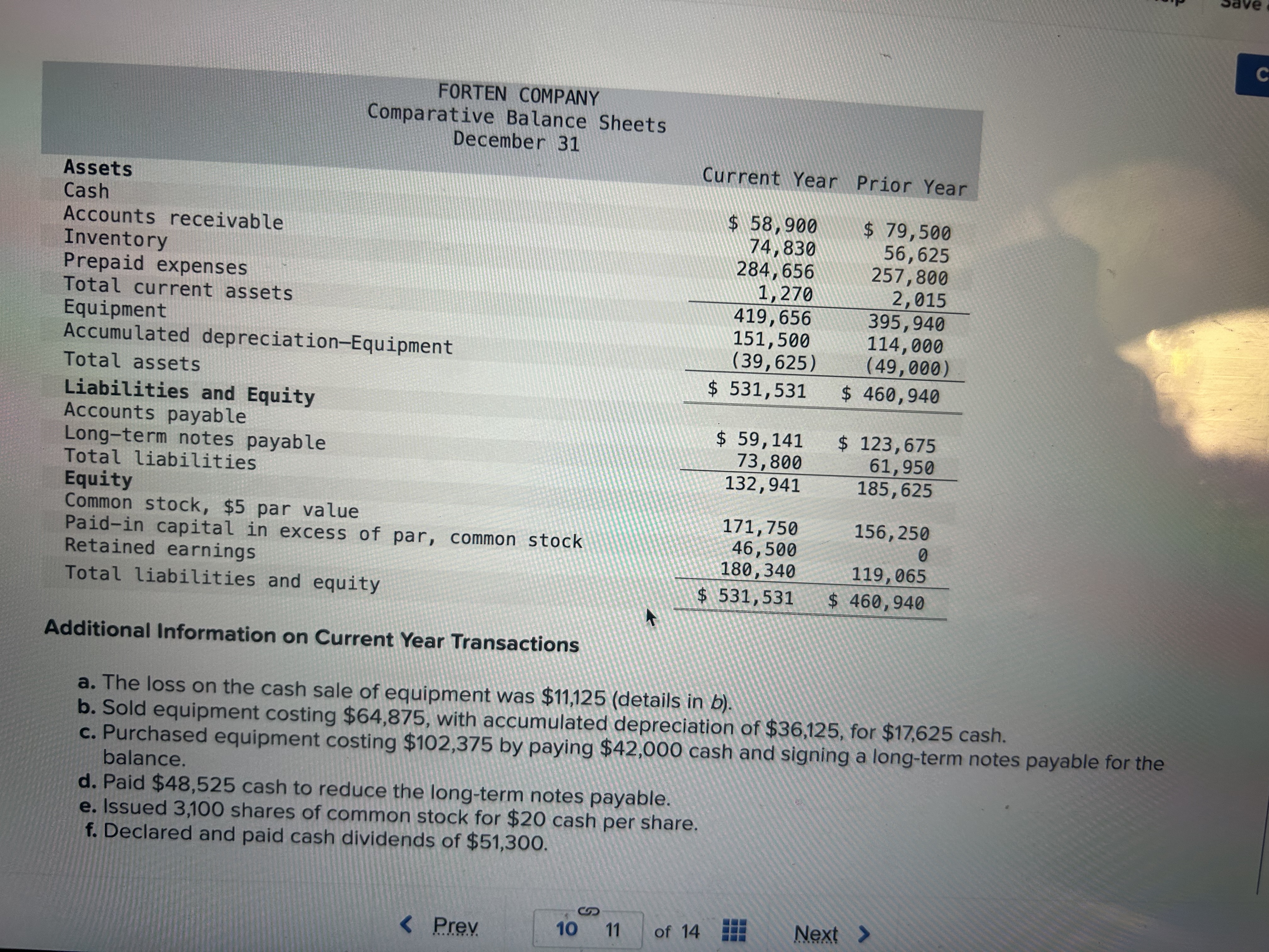 Required information Use the following