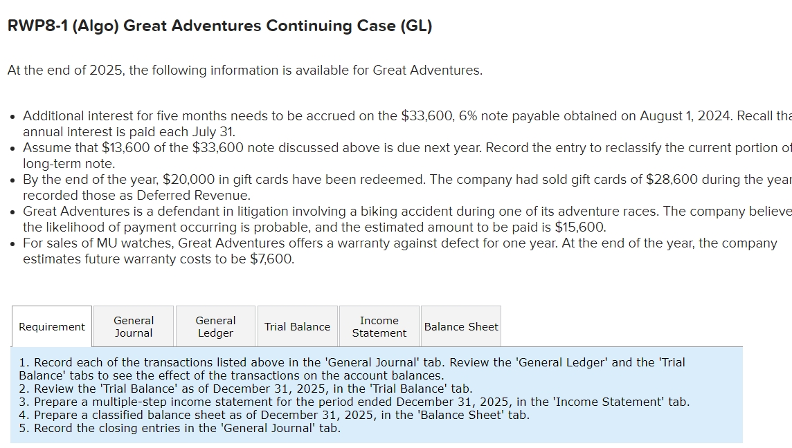 RWP 8 - 1 ( Algo ) Great Adventures Continuing