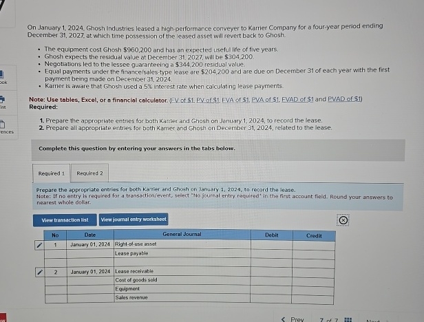 On January 1 , 2 0 2 4 , Ghosh Industries leased