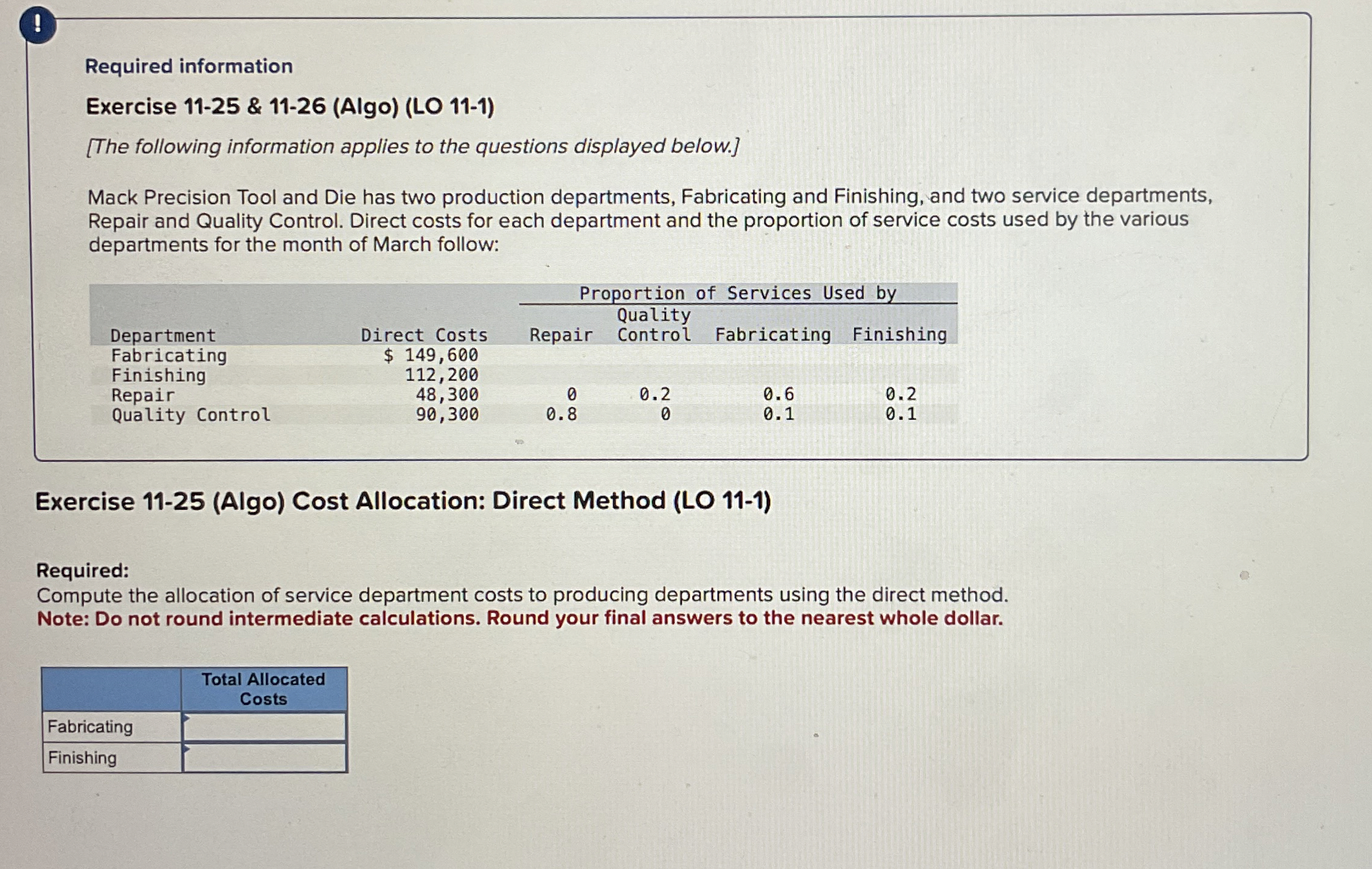 ! Required information Exercise 1 1 - 2 5 & 1 1 -
